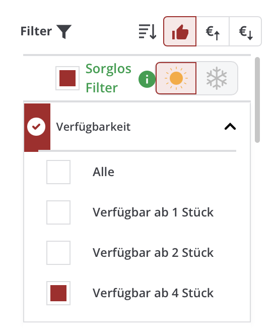 Sorglos-Filter, 4 verfügbar